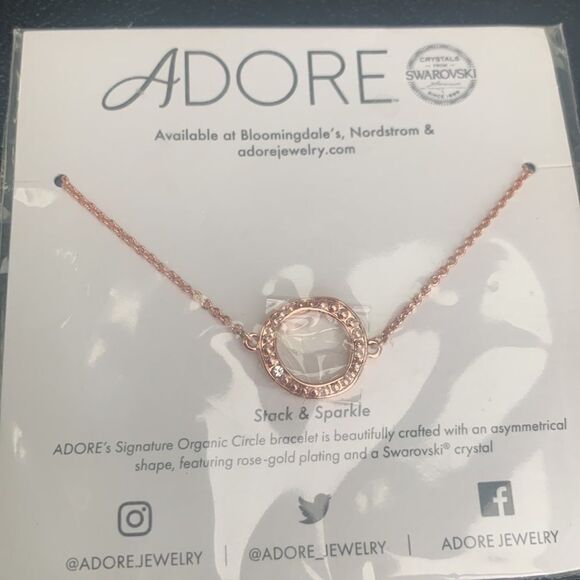 Adore Rose Gold Bracelet – Asymmetrical Circle with Swarovski Crystal - Picture 1 of 10